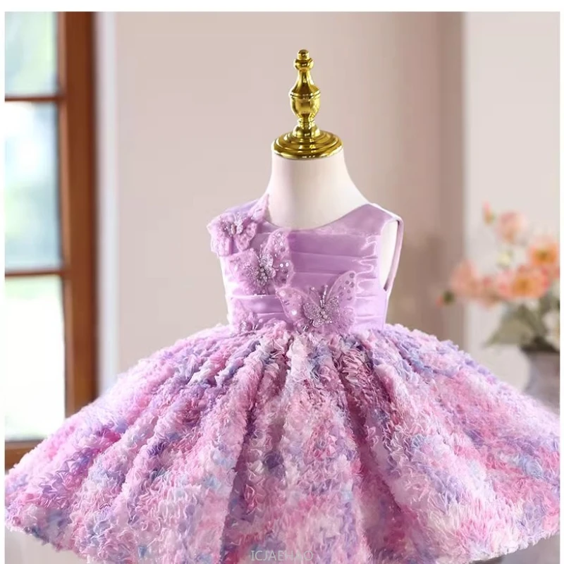 

2025 Party Dress Vestido Kids Princess Birthday Gown Performance Host Tutu Dresses OutfitsCostumes Matching Children Piano