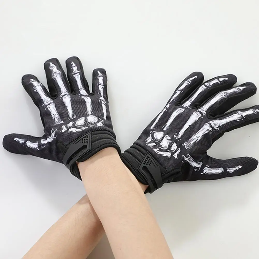 Motorcycle Riding Gloves Skeleton Pattern Touchscreen Cycling Gloves Breathable Anti-slip Outdoor Gloves for Men Women