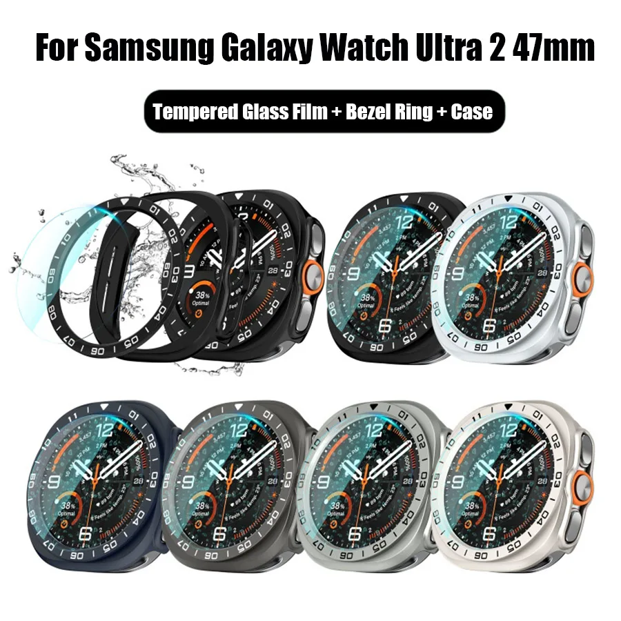For Samsung Galaxy Watch Ultra 2 47mm Case Cover+Tempered Glass Film Screen Protector+PC Bezel Ring For Galaxy Ultra 2 Accessory
