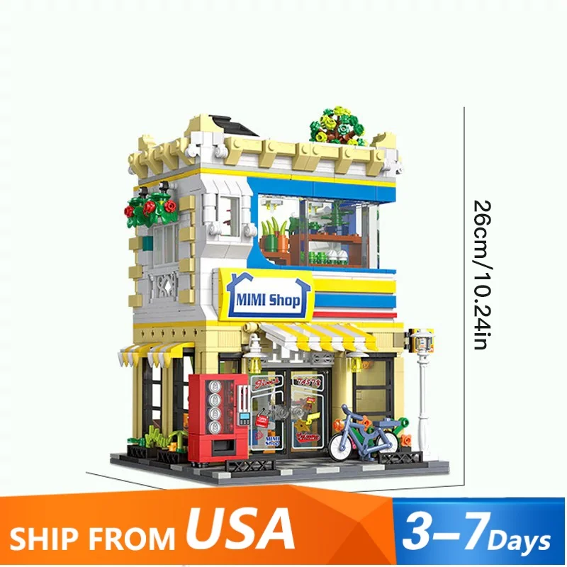 

MOC Convenience Store City Building, креативная сборка, мини-игрушка из кирпичного строительного блока, подходит для детских подарков, 1310 шт.