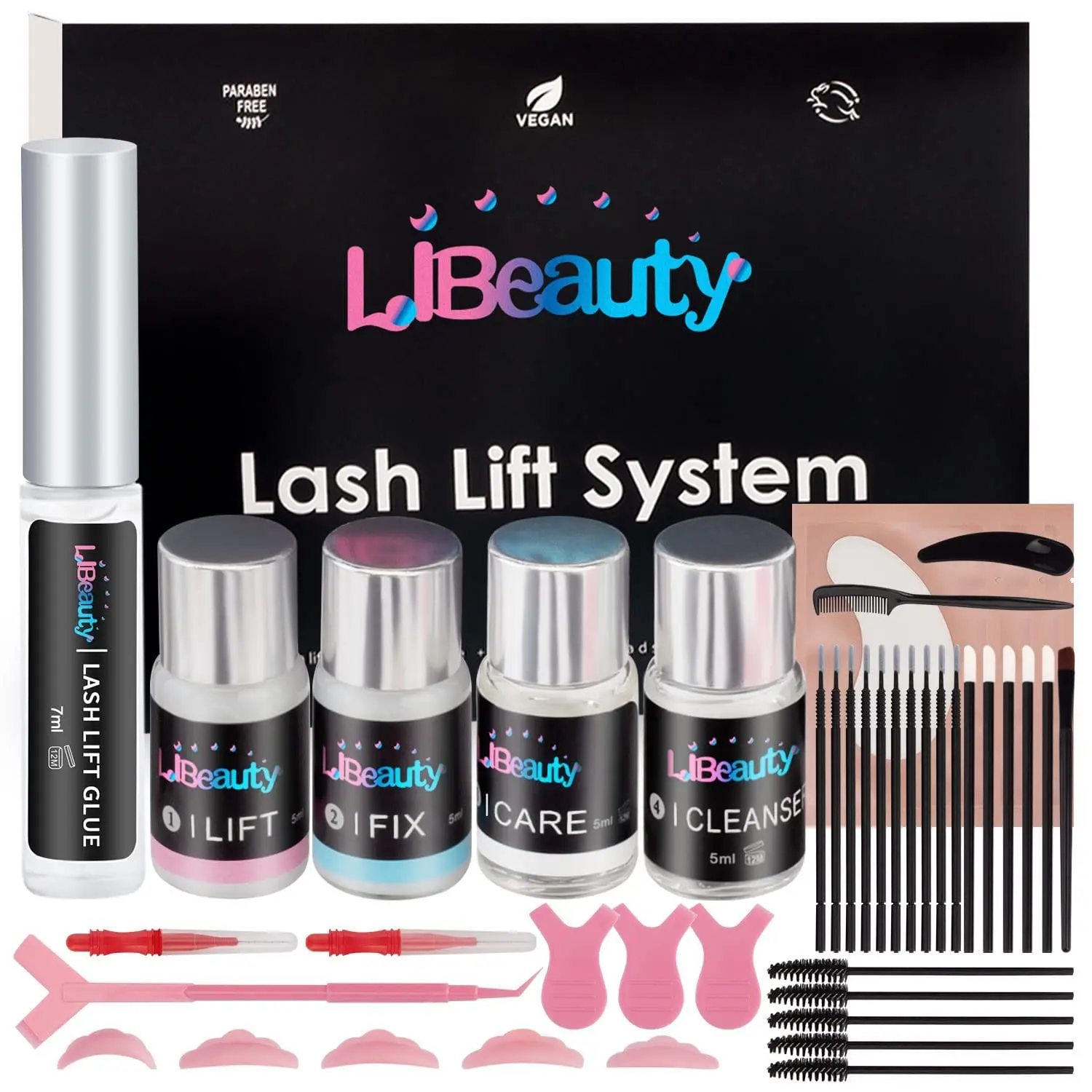 Libeauty Fast Lash Lift Kit Keratin Eyelash Perm Set Lifting Eyelash Lasting Curled 6 to 8 Weeks Eyelash Makeup Salon Beauty