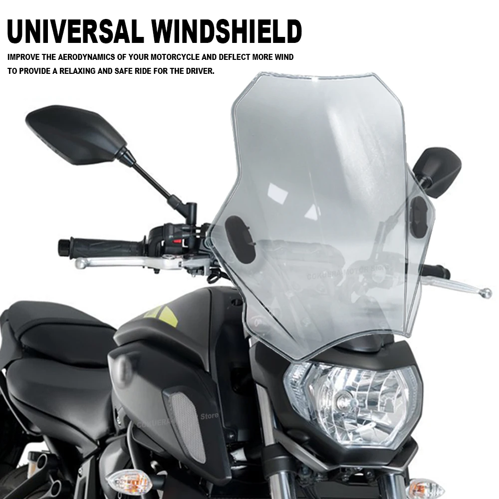 

Universal Motorcycle Windscreen Windshield Covers Screen Smoke Lens Motorbikes Deflector For YAMAHA FZ8 2011-2013