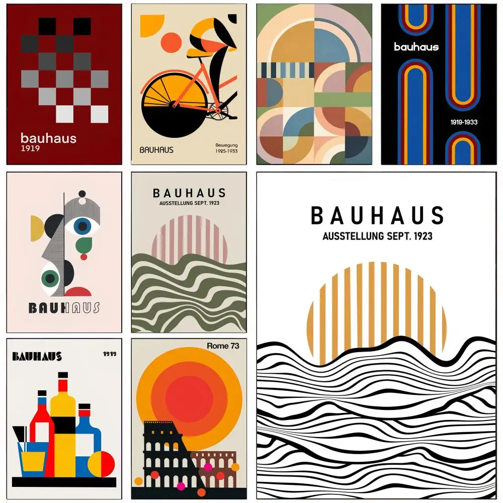 

B-bauhaus Design Poster For Office Bedroom Coffee Home Decor Durable Waterproof Aesthetic Stickers Wall Art HD