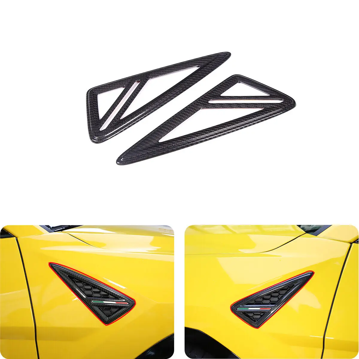 Real Carbon Fiber Car Side Air Fender Vent Cover Trim Fit For Lamborghini URUS 2018-2021