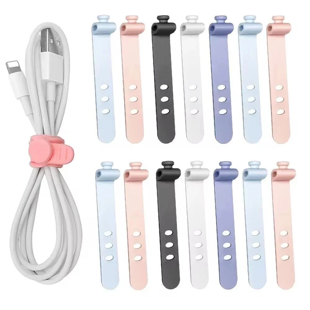 1/5/10PCS Reusable Cable Organizer Silicone USB Wire Holder Earphone Strap Management Line Bobbin Winder Strap Phone Accessories