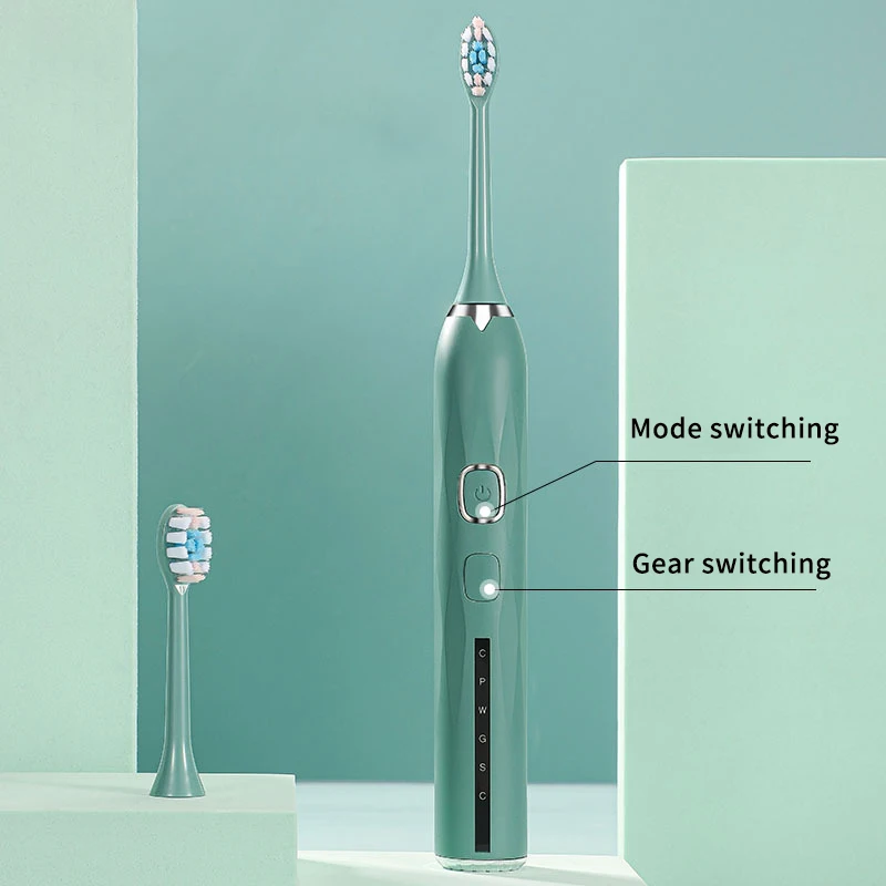 Cepillo de dientes eléctrico sónico con caja de viaje para adultos, recargable por USB, cabezales con temporizador inteligente, 5 modos