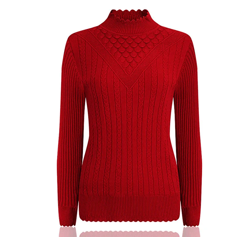 

Knit Woman Clothing New Long Sleeve Bottoming Wear Women Top Half High Collar Warm Pullover Sweater Winter Clothes Female