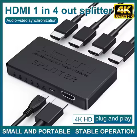 1 in 4 Out HDMI Splitter HD 4K Video Switcher 1x4 Hub For PS4 Laptop Monitor TV Box Projector HDMI-Compatible Cable Adapter