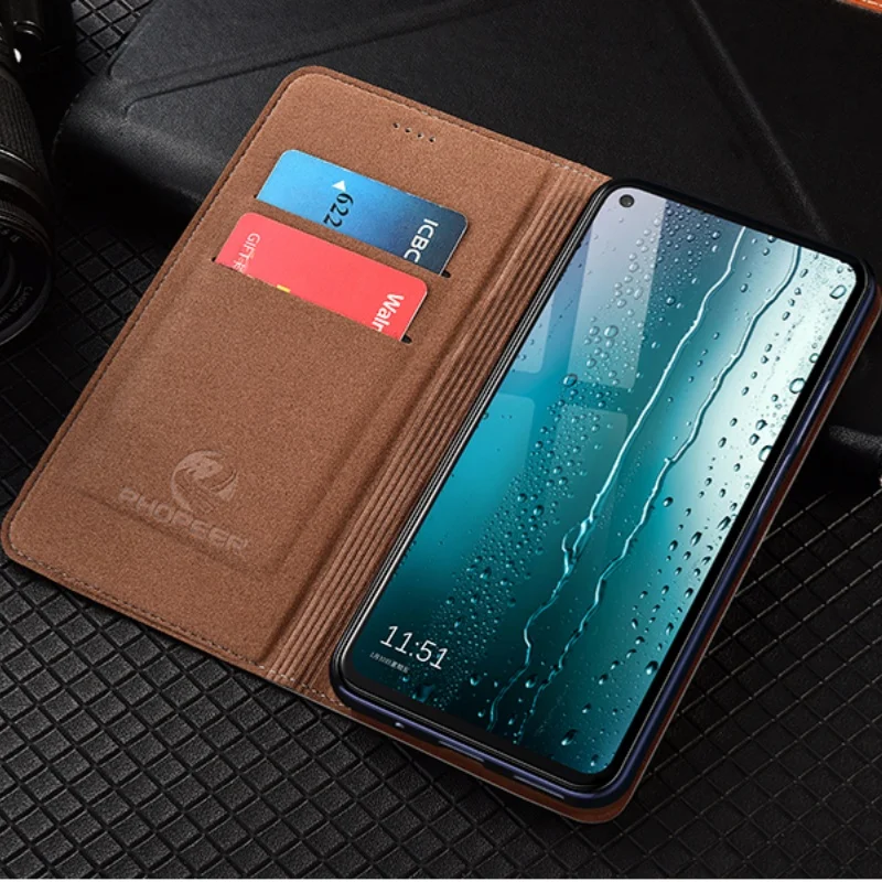 Untuk Xiaomi 5 5S 5X 6 6X 8 9 10 10S 10T 11 11T SE Pro Ultra Civi Lite RetroLizard Pola Kulit Asli Flip Phone Case Kulit Sapi