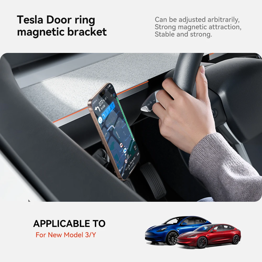 YZ For Tesla Door Handle Magnetic LHD Car Phone Holder Model 3 Y Highland Juniper 2025-2026  Metal Mount For All Phones