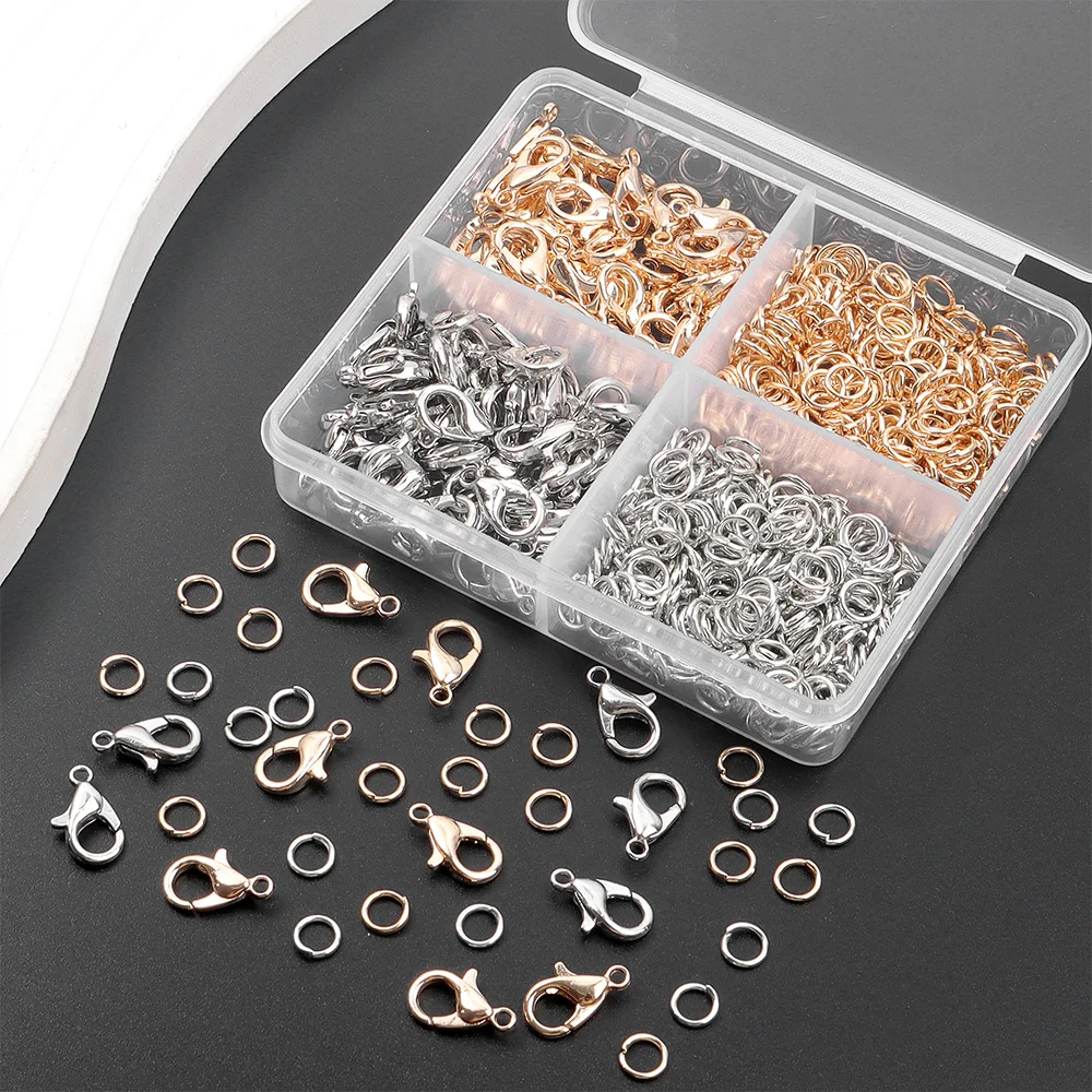 

700 шт., комплект для изготовления ювелирных изделий из сплава с пряжкой-лобстером и разъемным кольцом, можно использовать для изготовления браслетов, ожерелья своими руками