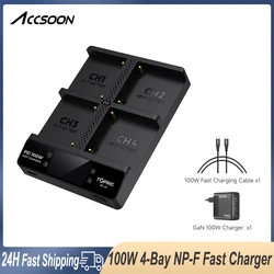 Accsoon TOPRIG 100W 4-Bay NP-F Fast Charger 4-Channel NP-F Battery Charger with LCD Display for Sony NP-F550 NP-F750 NP-F970