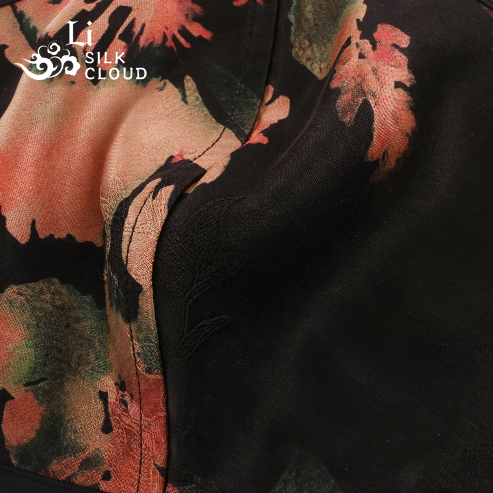 LI SILK CLOUD xiangyunsha 日焼け止めマスク、レトロプリント、快適で通気性のある再利用可能なマスク、広東ガーゼ