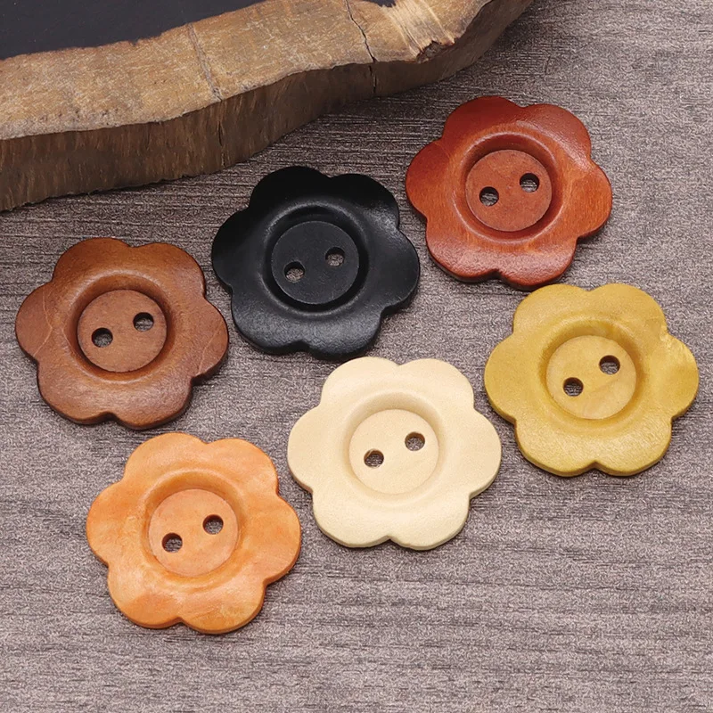 50PCS DIY Wooden Button Craft Supplies Handmade Sewing Accessories For Shirt Sweater Clothing Decorative Buttons Kids Apparel