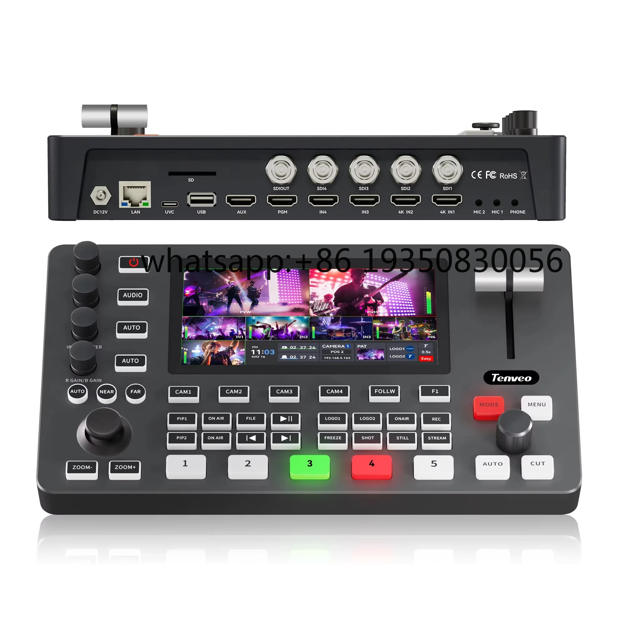 

Live Stream Switcher 5.5 Inch Multi Video Mixer Switcher with NDI Multiple Interfaces 4K Resolution PVW and