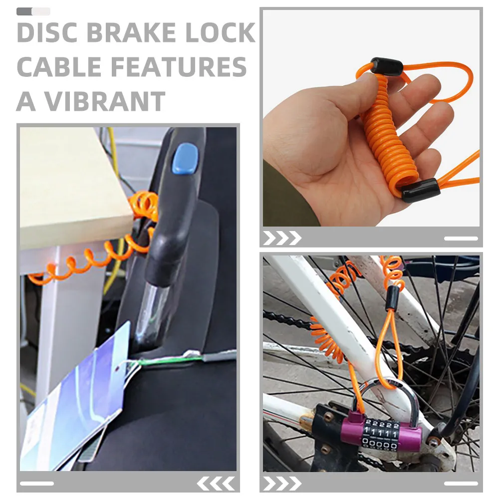 2Pcs Extended Disc Lock Cable Heavy Duty Steel Wire Motorcycle Bike Security Anti-Theft Disc Brake Lock Cable Visibility Safety