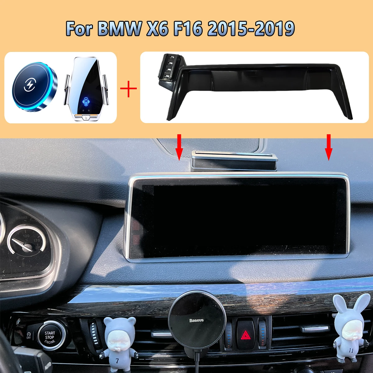 Car Phone Screen Holder For BMW X6 F16 2015 2016 2017 2018 2019 Magnetic Wireless Charging Car Phone Mount For MagSafe Stand