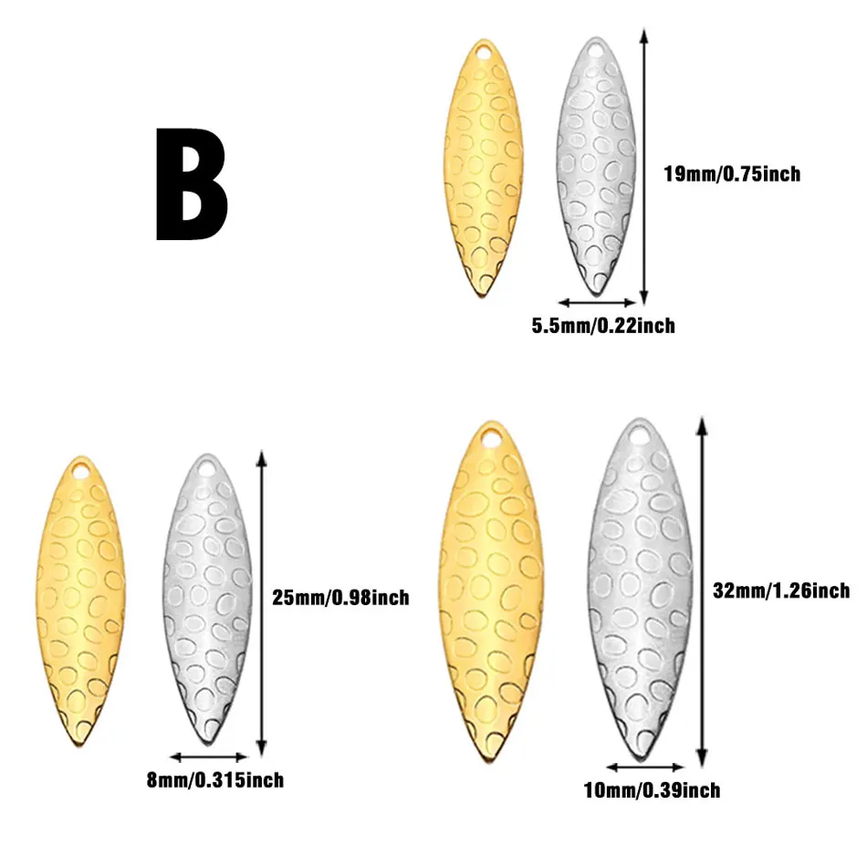 Topranc 20 Stück Flash Tail Köderzubehör, Geräuscherzeugende Glitzer-Weidenblatt-Metallköder, Jigging-Minnow-Angelzubehör – Detail 4