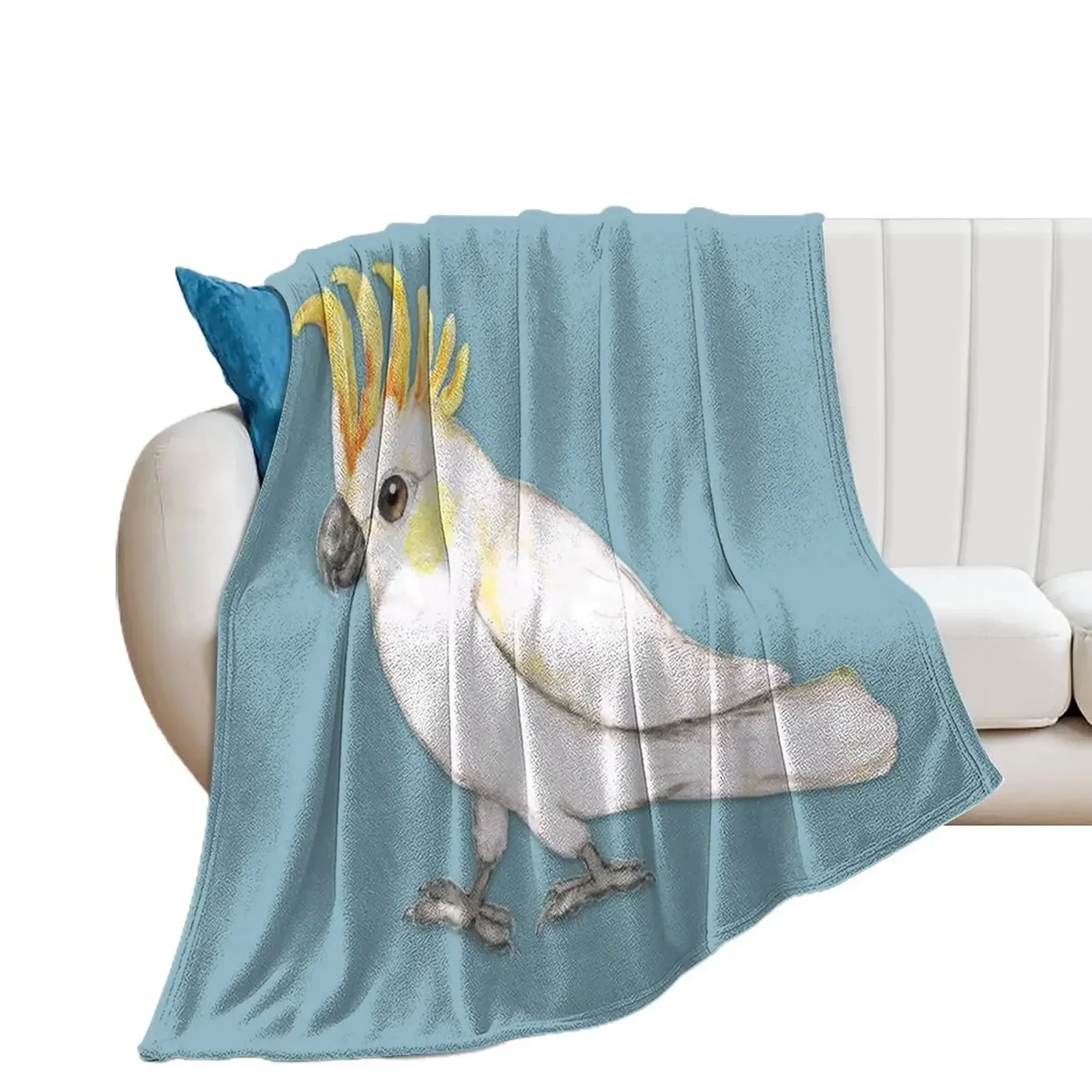 Sulphur crested cockatoo Throw Blanket Luxury Designer Hairys Blankets