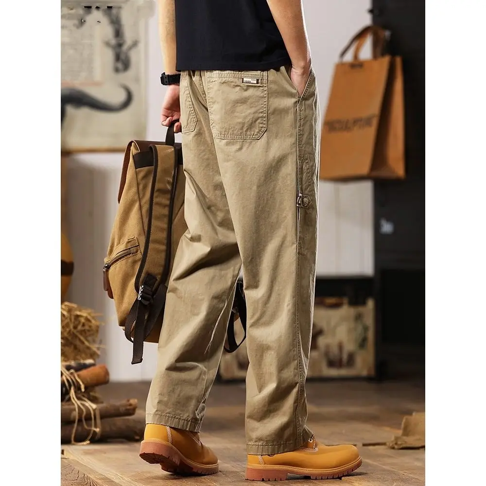 

Spring and Autumn Retro Outdoor Overalls Men New Loose Straight Summer Thin Casual Pants Wide Leg Pants Large Size