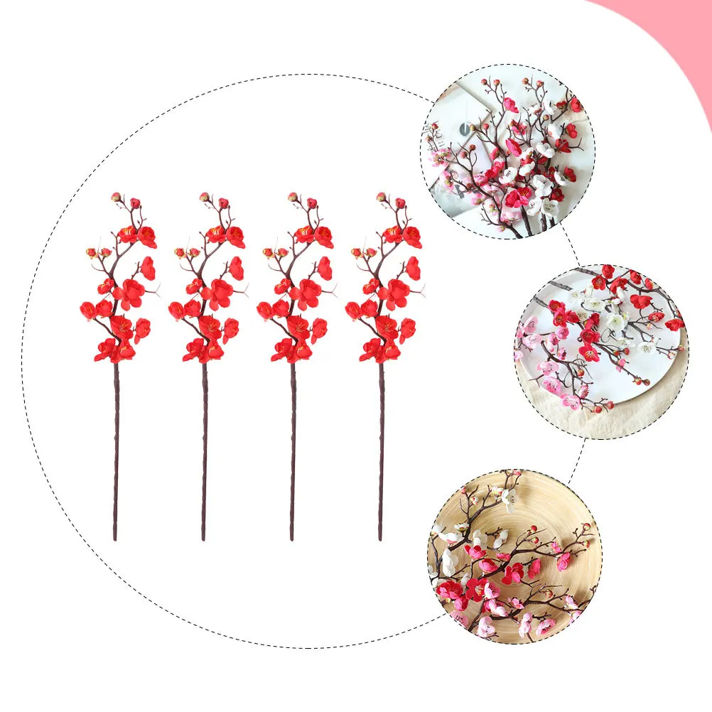 

4Pcs Simulated Wintersweet Flower Fake Flowers Decorative Adornments for Home Wedding Office Party Scene Layout Prop