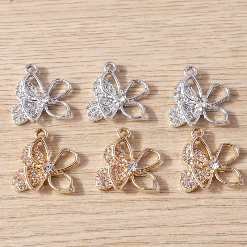 Tusember 10 Stück Exquisite Schmetterlingsanhänger in Goldfarbe, Kristall-Schmetterlingsanhänger für Schmuckherstellung, Mode-Ohrringe, Halsketten, DIY – Detail 9