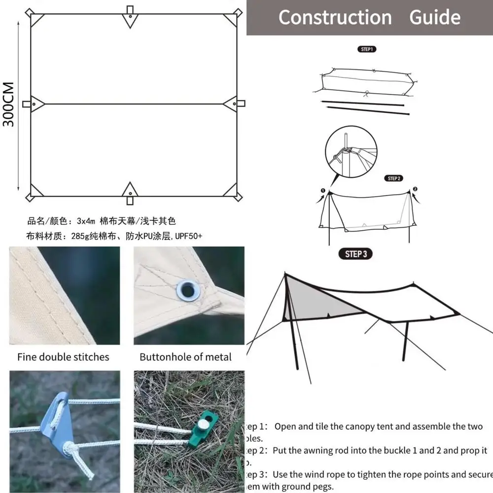 

Compact 3x4m Multipurpose Cotton Folding Awning Tent for Camping and Outdoor Use