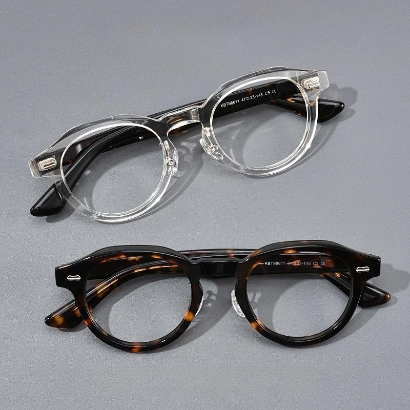 FIRADA 2023 Fashion Transparent Eyewear Women Vintage Acetate fiber Glasses Round Prescription Eyeglasses Frame For Men KBT98611