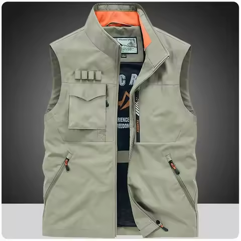 Men Summer Outdoor Work Safari Fishing Travel Photo Hiking Vest with Pockets Gym Jogging Running Sport Sleeveless Mesh Waistcoat