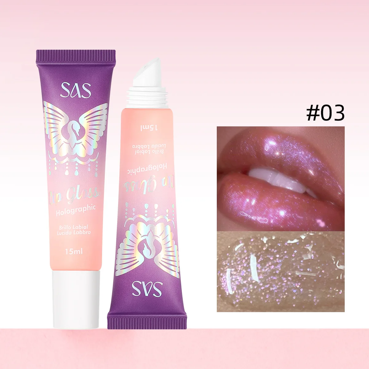 USHAS 3-kleuren parelmoer spiegel fijne glitter lip lip glazuur hydraterende exfoliërende hydraterende en voedende lippenstift