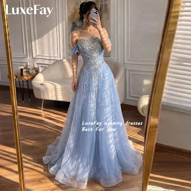 LuxeFay Customized Luxury Dubai Nude Strapless Off The Shoulder A-Line Evening Dress Gown For Formal Occasion Prom Gowns 2026