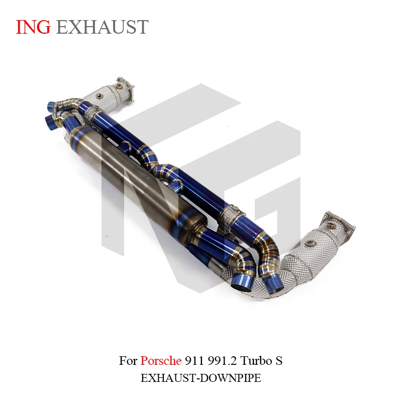 ING Exhaust Titanium alloy Catback for Porsche 911 991.2 Turbo 3.8T Electric Valve Auto Downpipe Performance Muffler system