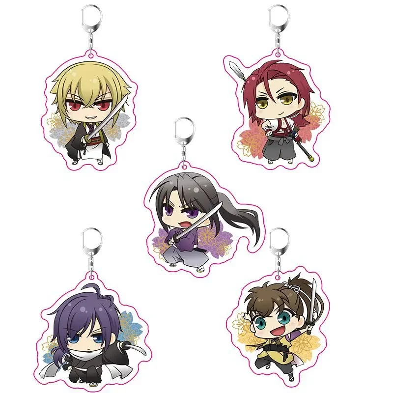 Anime Hakuouki Shinsengumi Kitan Keychain Cartoon Figure Model Acrylic Key Ring Holder Chain Pendants Keyrings Jewelry