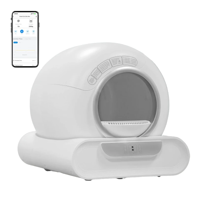 

New Self-Cleaning Cat Litter Box Semi-Enclosed Automatic with App Control & Odor Removal Easy Clean for Multiple Cats