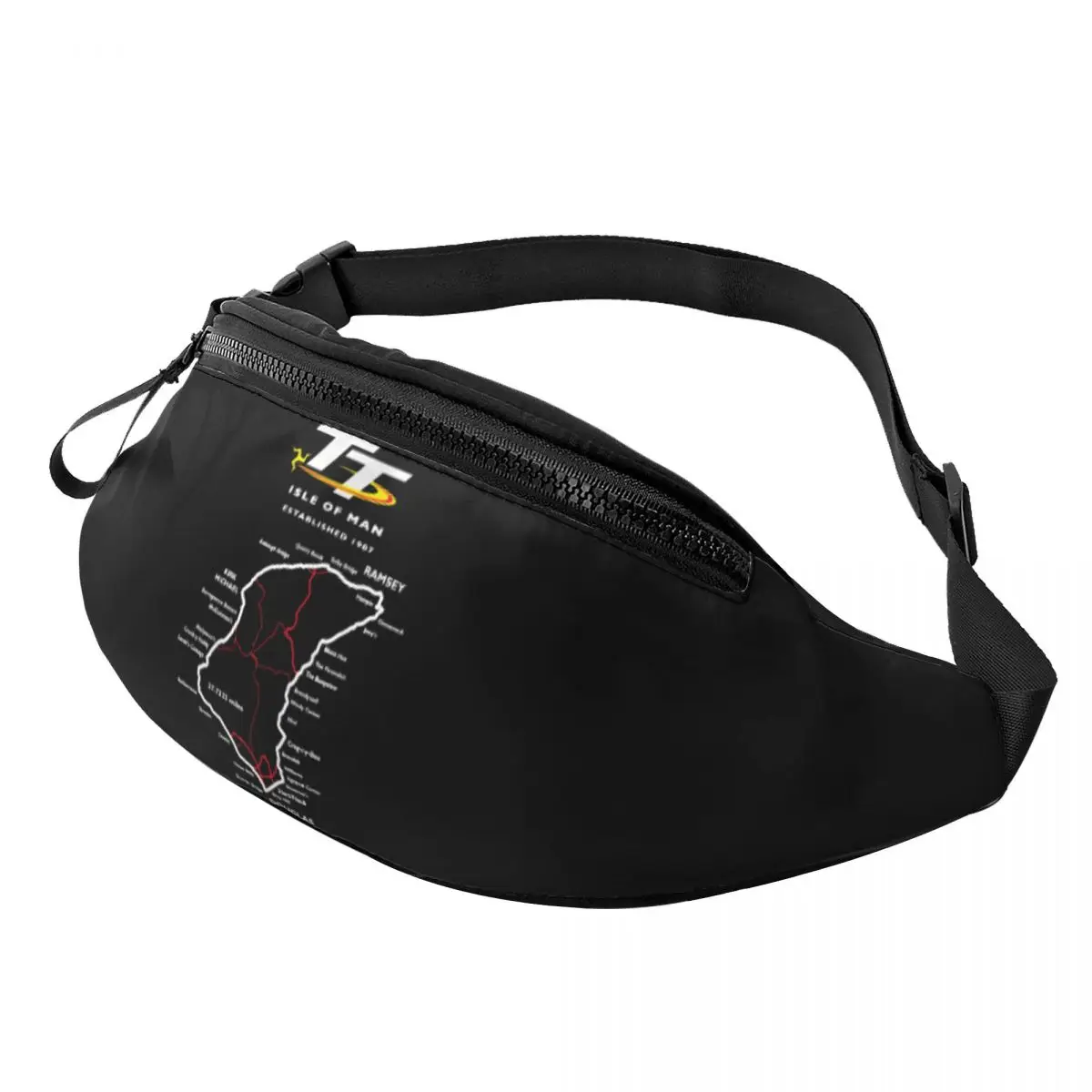 Casual Isle Of Man TT Mountain Course Fanny Pack Women Men Crossbody Waist Bag for Travel Cycling Phone Money Pouch