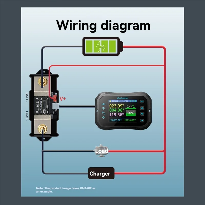 AB47-Wifi クーロンメーター電力電圧電流計リチウム & 鉛蓄電池 RV バッテリー容量インジケーター & モニター KM140F