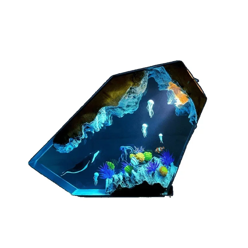 

Humpback whale and jellyfish resin night light luminous three-dimensional night light