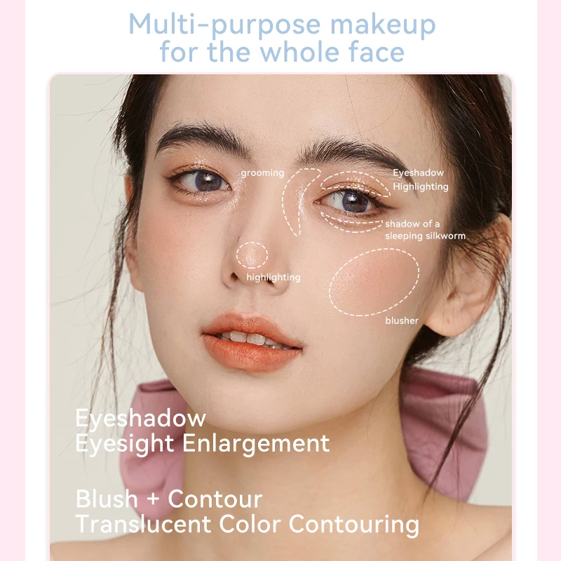 Paleta de sombras rosa fofa de 8 cores, acabamentos foscos, brilhantes e brilhantes, tons de terra para aparência retrô esfumaçada, uso duradouro