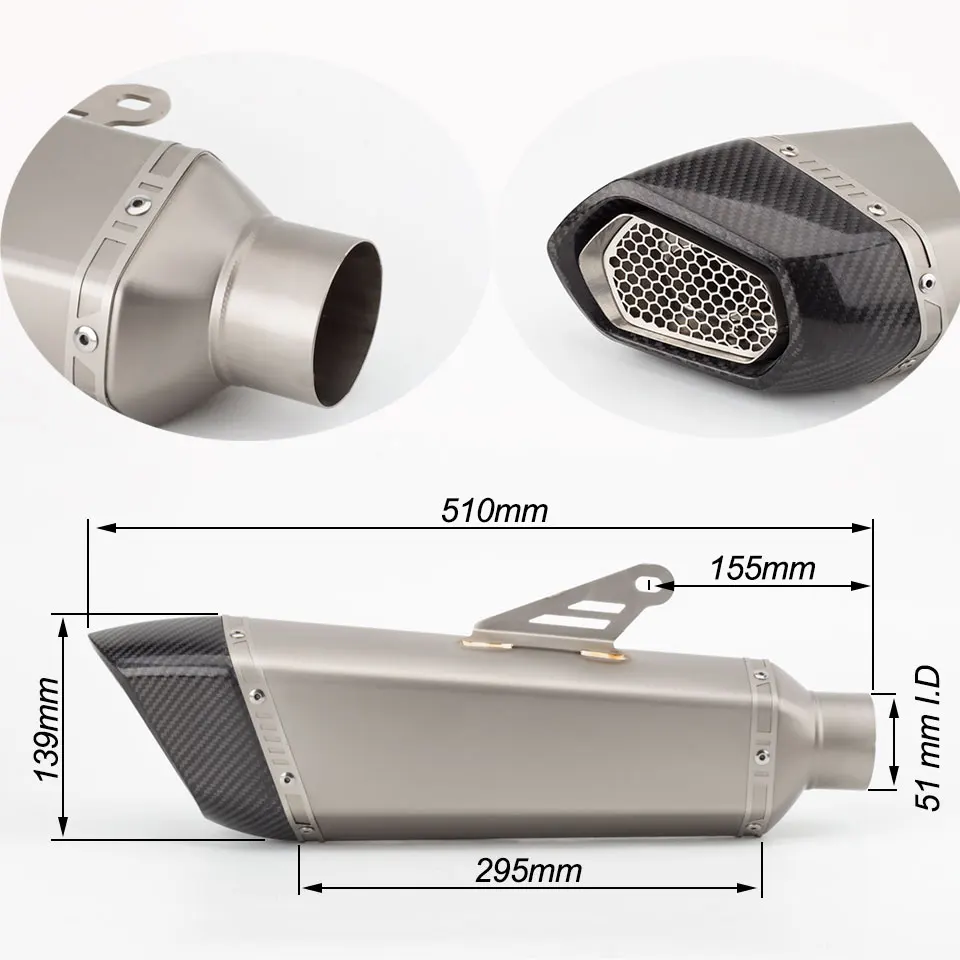 36-51mm Universal  Motorcycle Exhaust Escape Modified Carbon fiber Muffler for s1000rr R1200GS ZX10R TMAX560 GSX-8S TRK502