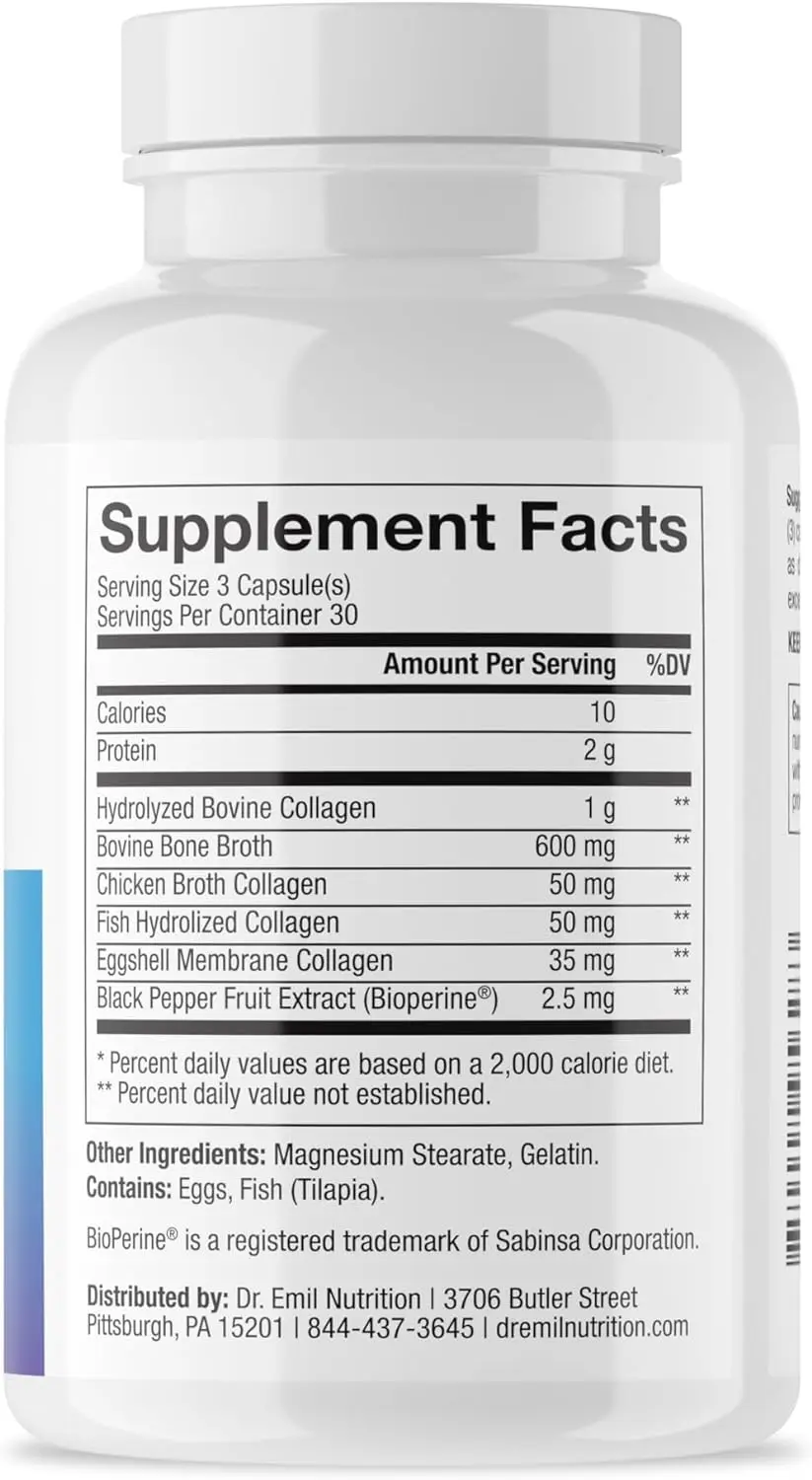 Multi collagen pills - collagen supplements that support hair, skin, nails, and joints - types I, II, III, V, and X