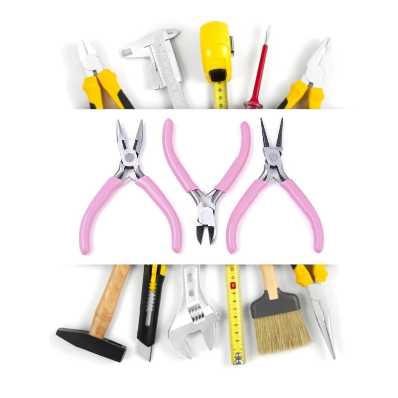 

3pcs Pink Jewelry Pliers Set Wire Wrapping, DIY Crafts, Beading Tools Set