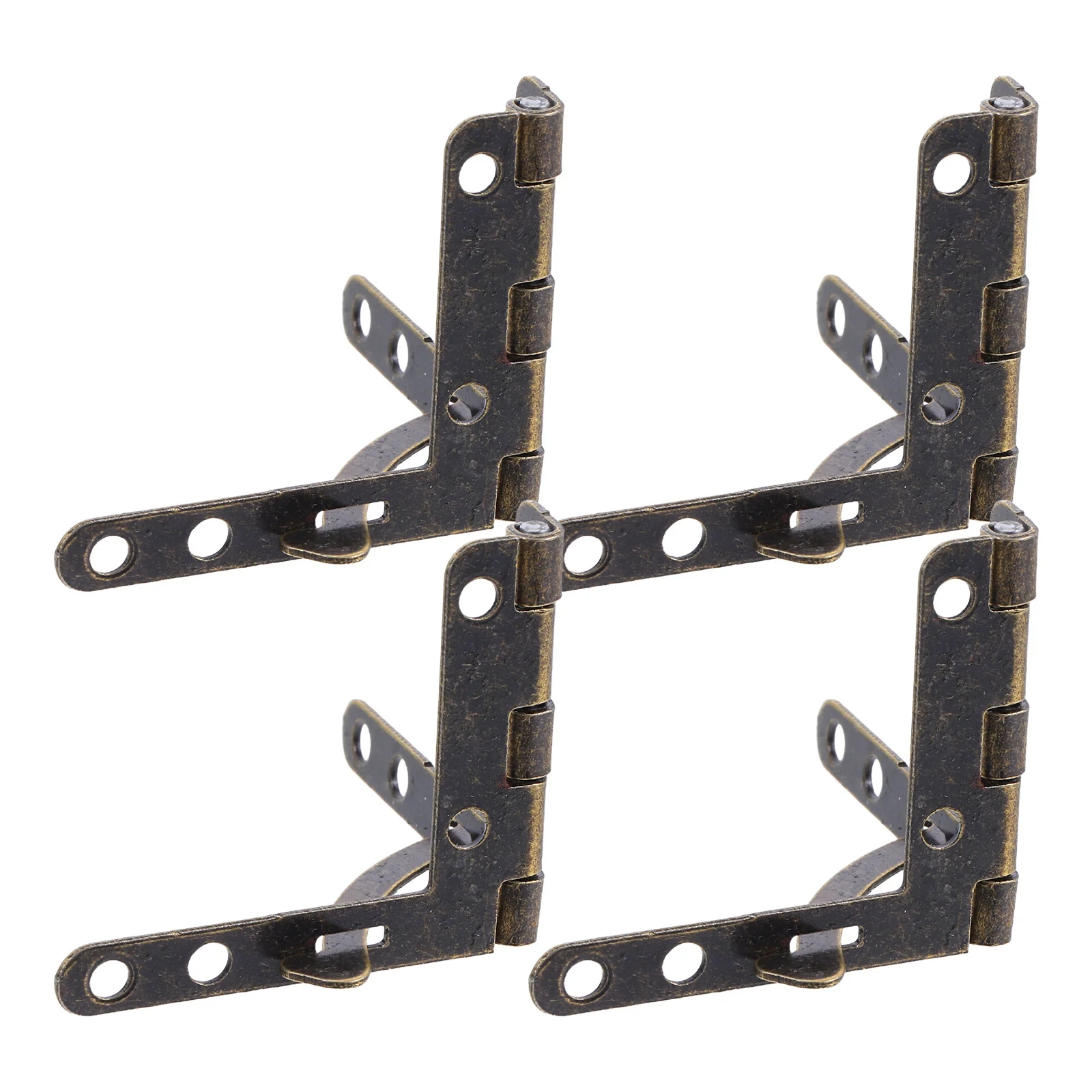 

4Pcs 8-Hole Folding T-Hinge 1.4x1.1x0.3 Inch Metal Case Lid Supports 90 Degree Opening Retro Cabinet Door Furniture Hardware