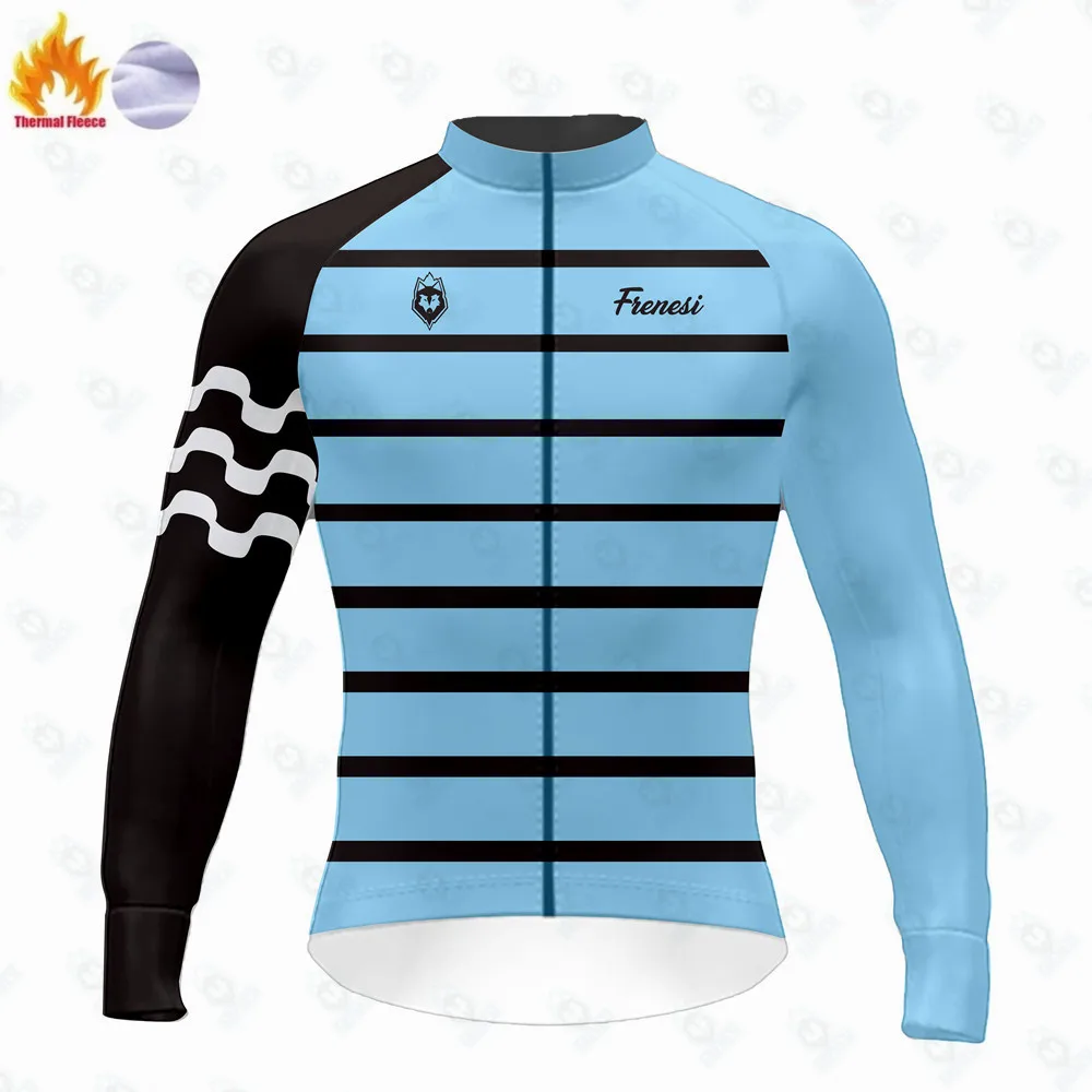 Frenesi Winter Men\'s Cycling Jackets Long Sleeve Thermal Fleece Training LS Jersey Ciclismo Road Bicycle Mtb Bike Clothing