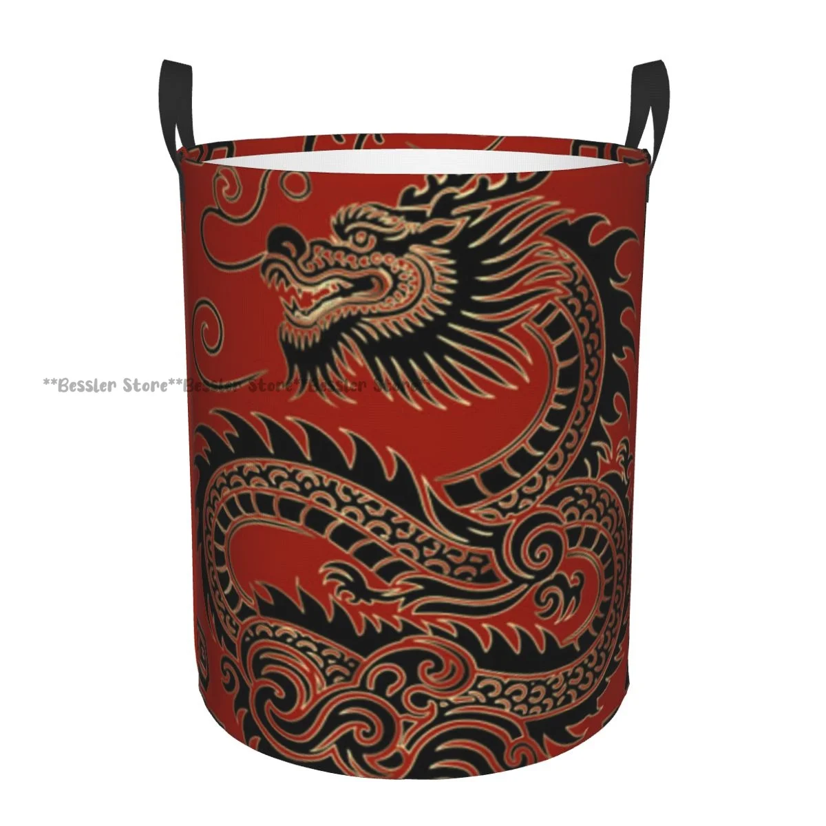 Foldable Laundry Basket for Dirty Clothes Dragon Art Storage Hamper