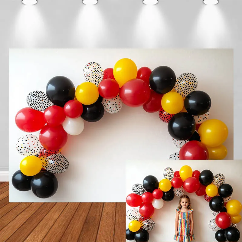 

LS Photography Background Arch Red Black Balloon Decor Birthday Cake Smash Baby Shower Kids Portrait Photo Backdrop Studio