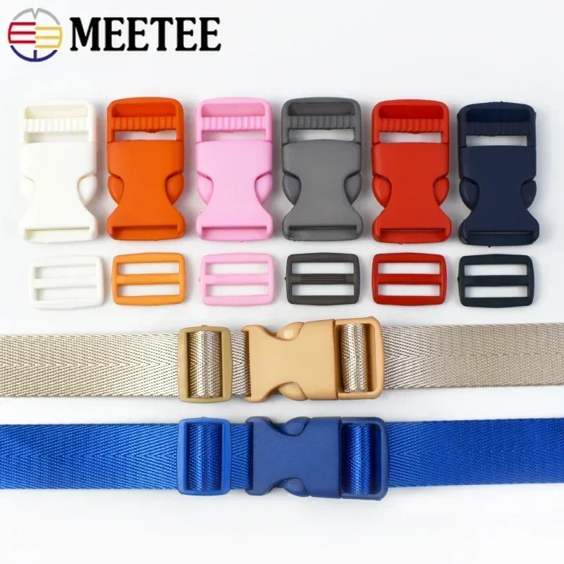 

2/5Sets 20/25mm Plastic Side Release Buckle Tri-Glide Adjust Clasp Nylon Webbing Tape Bag Strap Safety Belt Sewing DIY Supplies