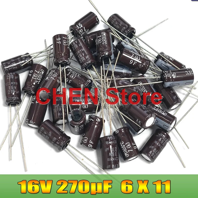 

50PCS/lot original NIPPON KYB 16V270UF 6.3X11MM 105C NCC electrolytic capacitor CHEMI-CON 16V 270UF Free Shipping