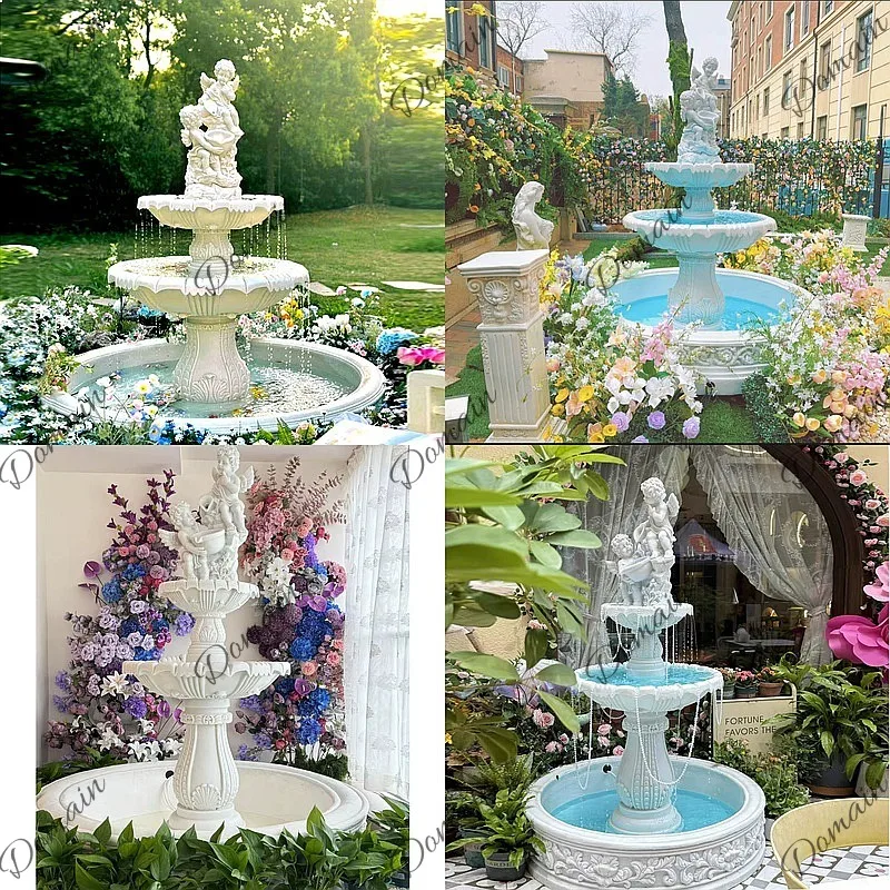 European Courtyard Water Fountain Wedding Wishing Well Garden Fish Pond Outdoor Decorative Ornament