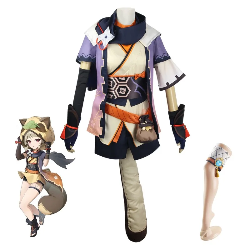 Yuzu Cosplay Costume Blue Green Hooded Jacket Shorts Scarf Gloves Belt and Matching Accessories for Halloween Costume Parties