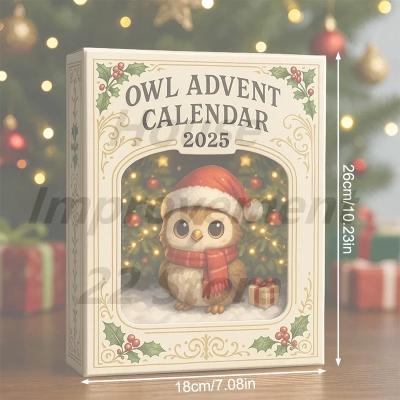 ปฏิทินนับถอยหลังคริสต์มาสปี 2025 รูปนกฮูก – ปฏิทินนับถอยหลัง 24 วัน พร้อมตุ๊กตานกฮูกขนาดเล็ก ชุดของขวัญตกแต่งวันหยุดสุดน่ารัก